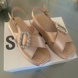 Schutz satin flat sandal size 6